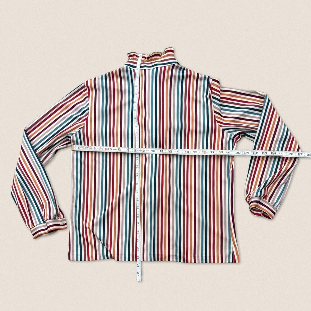Vintage Morlove Candy Pin Striped button up frilly‎ top - Size Medium - Picture 3 of 4